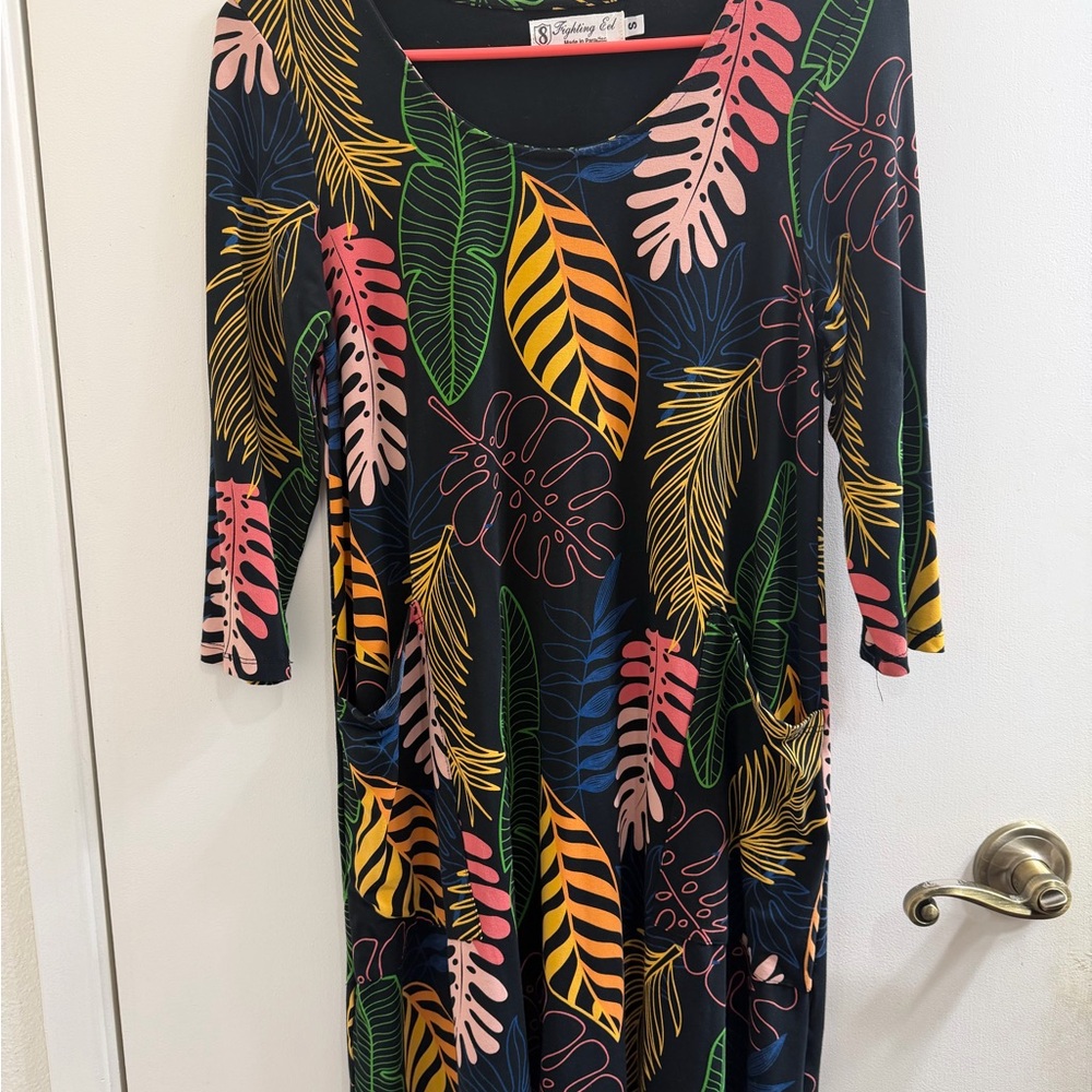 Fighting Eel Colorful Leaf Print Women's Dress